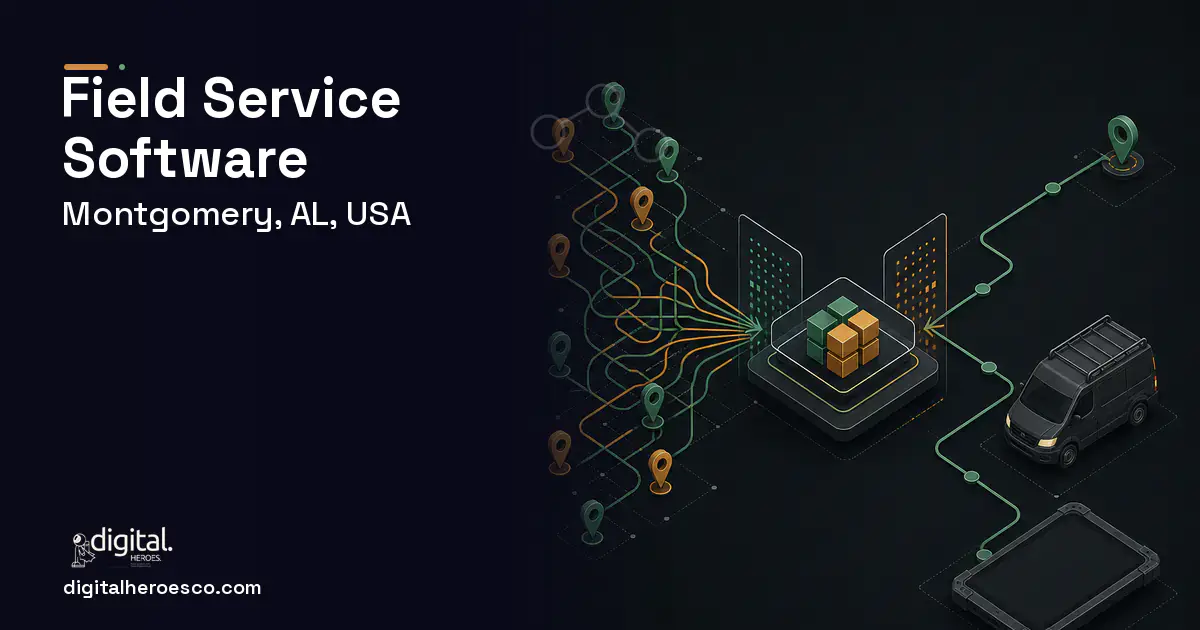 Field Service Software workflow illustration for Montgomery, AL, USA.