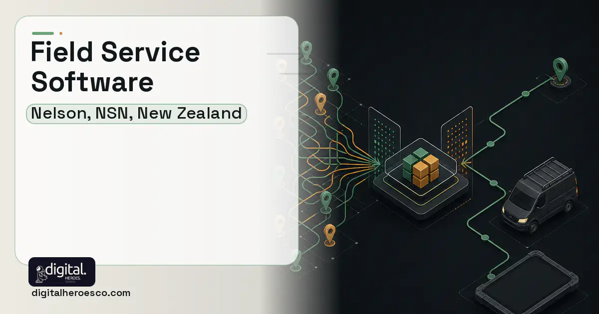 Field Service Software workflow illustration for Nelson, NSN, New Zealand.