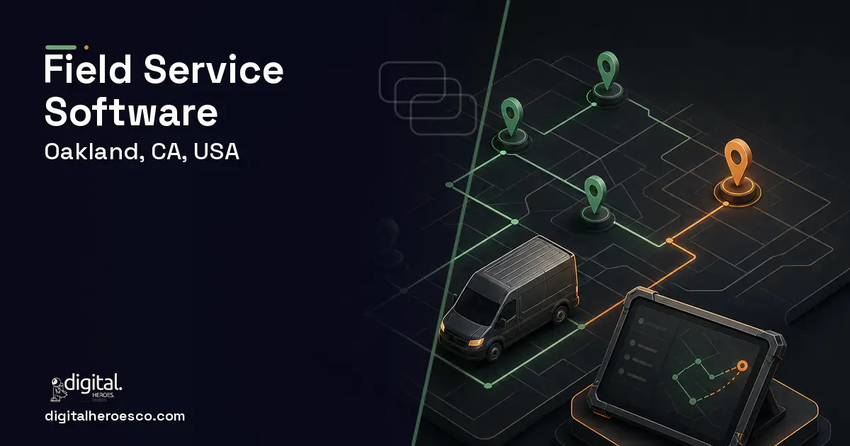 Field Service Software software overview illustration for Oakland, CA, USA.