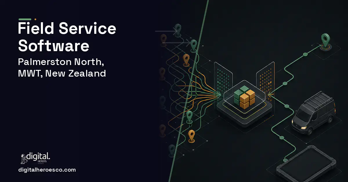 Field Service Software workflow illustration for Palmerston North, MWT, New Zealand.