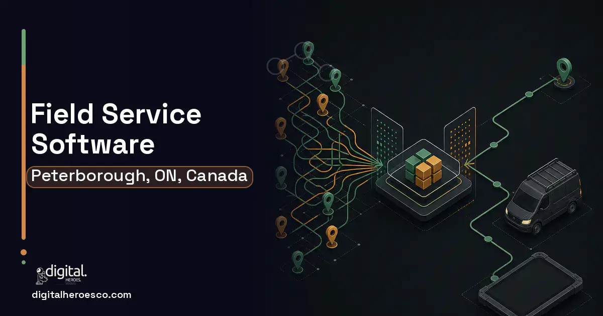 Field Service Software workflow illustration for Peterborough, ON, Canada.