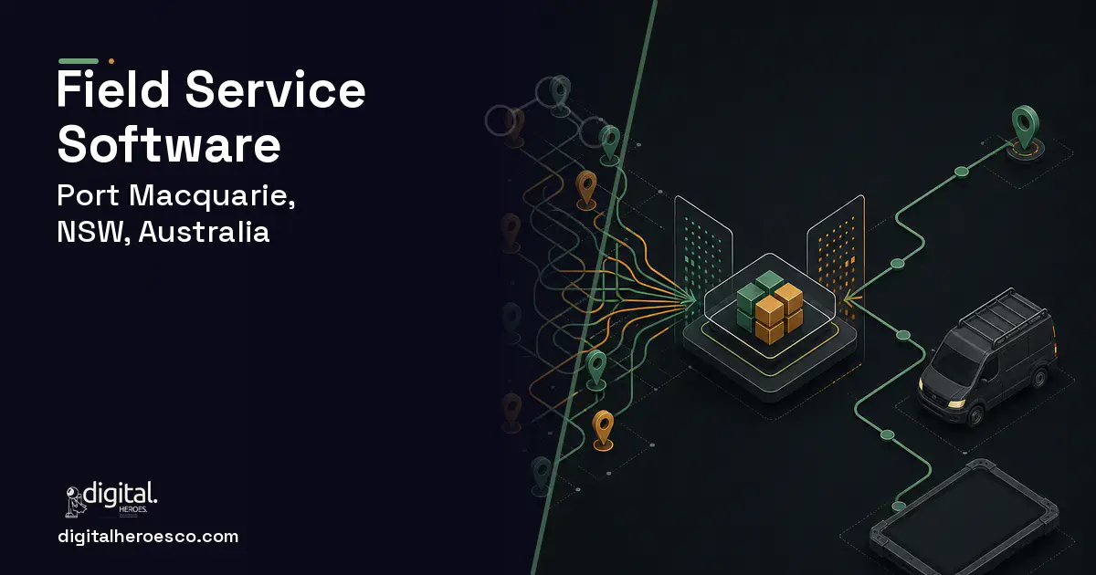 Field Service Software workflow illustration for Port Macquarie, NSW, Australia.