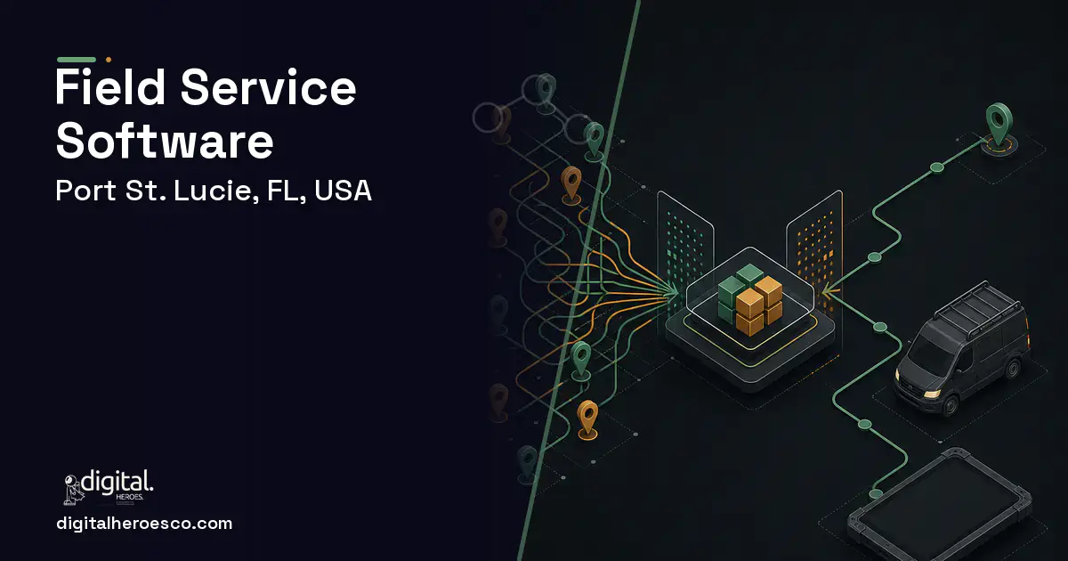 Field Service Software workflow illustration for Port St. Lucie, FL, USA.