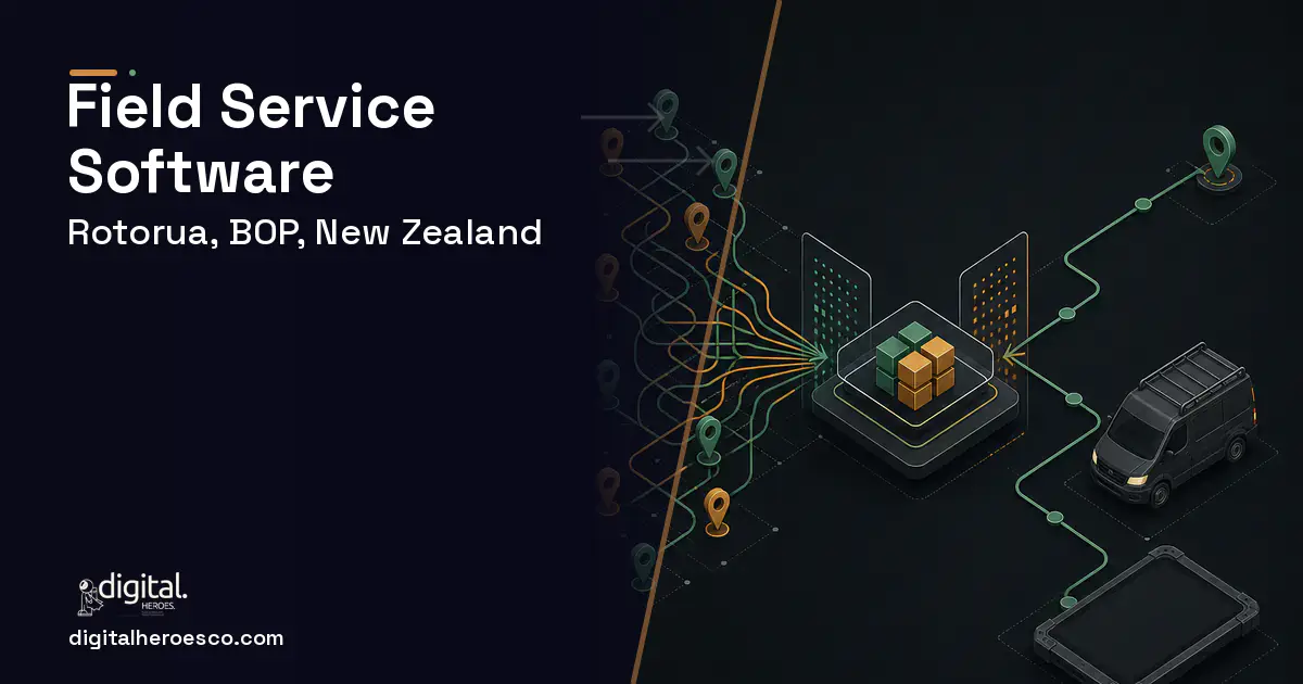 Field Service Software workflow illustration for Rotorua, BOP, New Zealand.