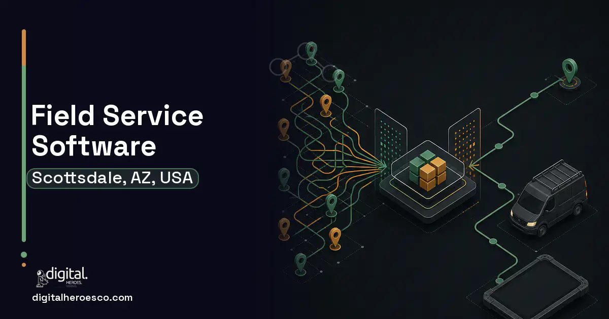 Field Service Software workflow illustration for Scottsdale, AZ, USA.