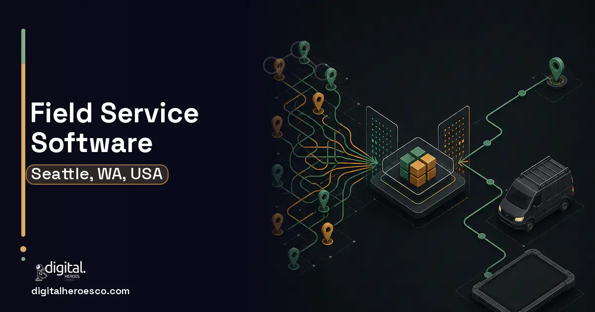 Field Service Software workflow illustration for Seattle, WA, USA.