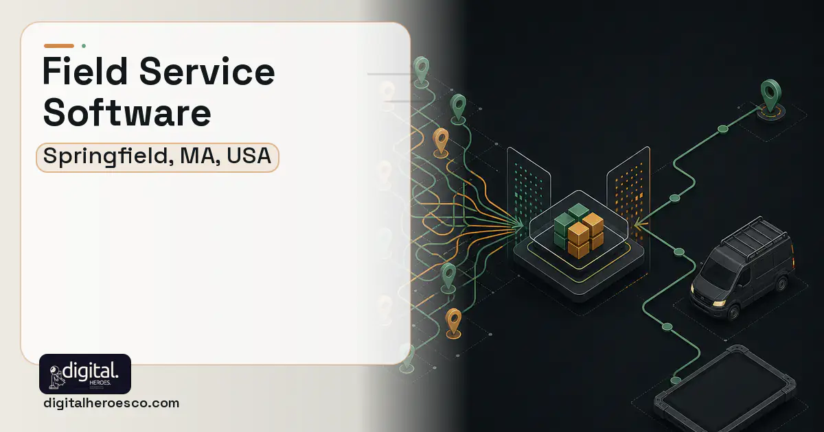 Field Service Software workflow illustration for Springfield, MA, USA.