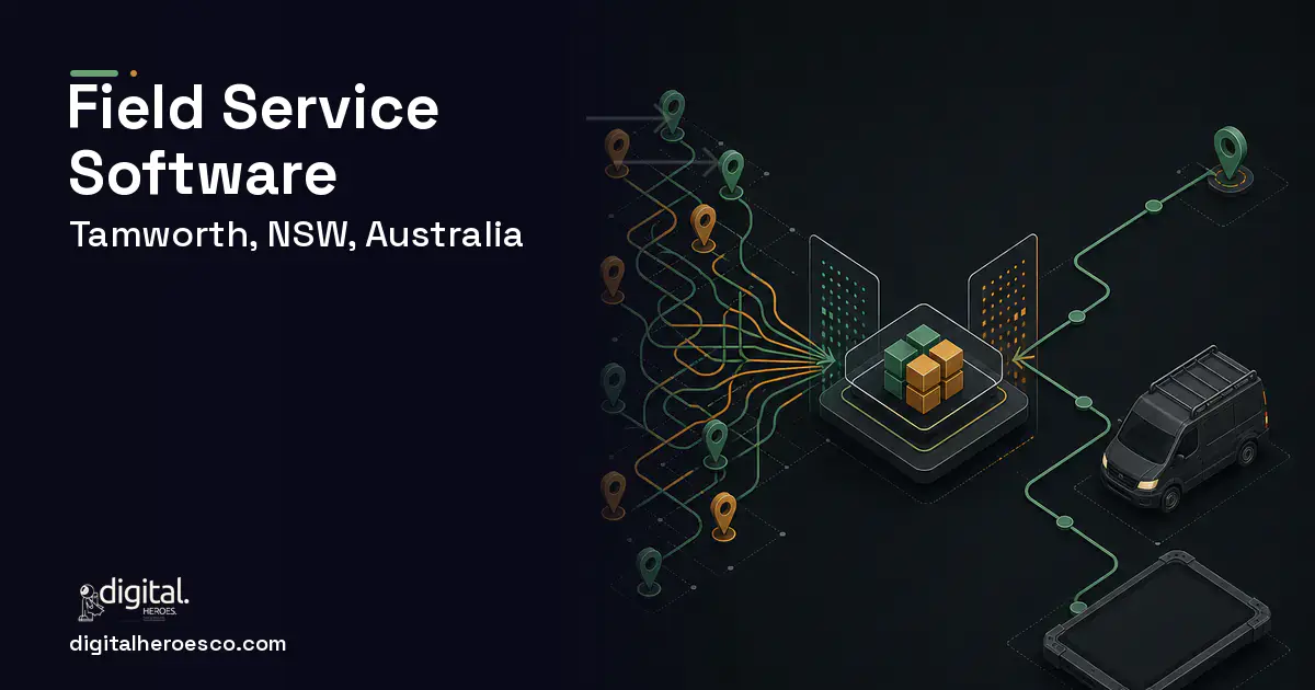 Field Service Software workflow illustration for Tamworth, NSW, Australia.