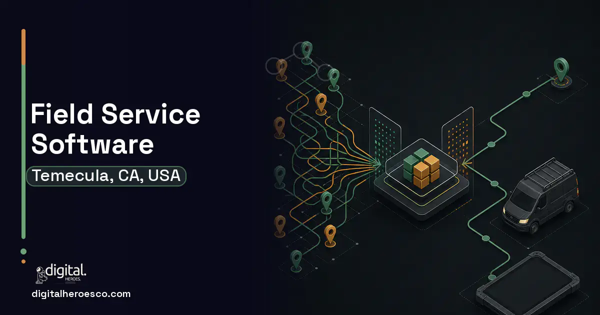 Field Service Software workflow illustration for Temecula, CA, USA.