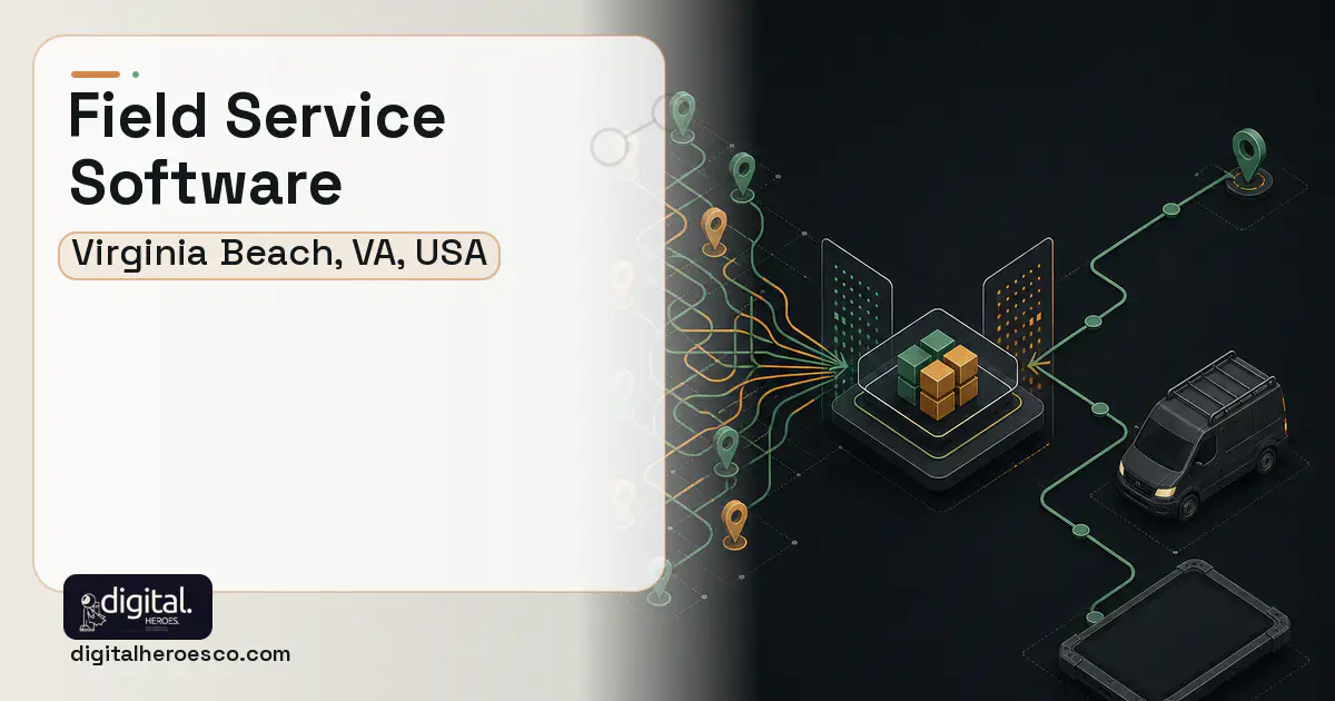 Field Service Software workflow illustration for Virginia Beach, VA, USA.