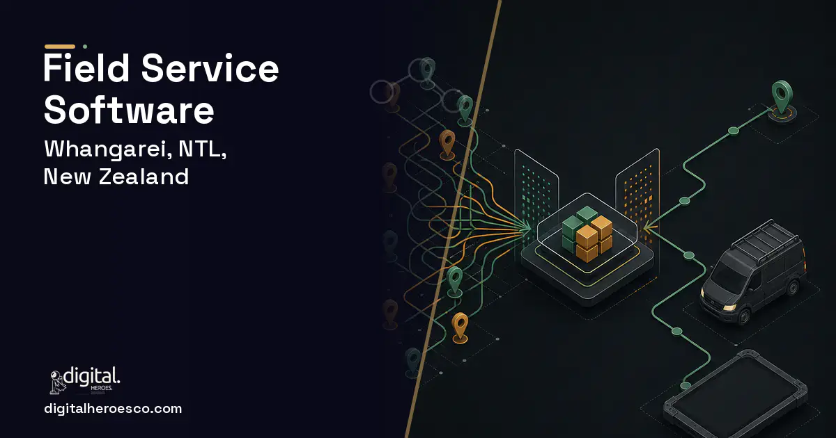 Field Service Software workflow illustration for Whangarei, NTL, New Zealand.