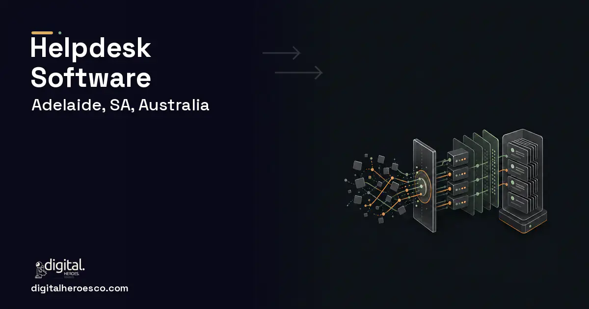 Helpdesk Software workflow illustration for Adelaide, SA, Australia.