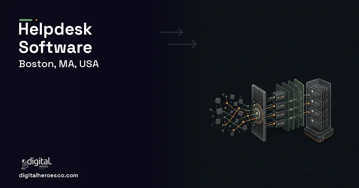 Helpdesk Software workflow illustration for Boston, MA, USA.