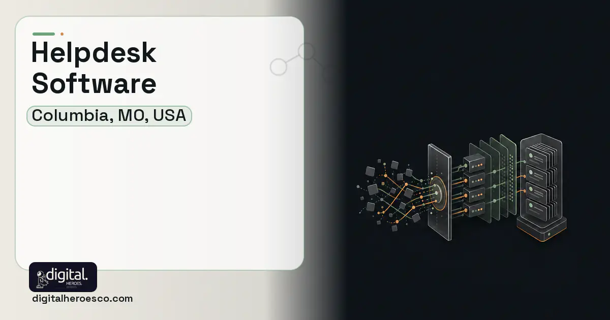 Helpdesk Software workflow illustration for Columbia, MO, USA.