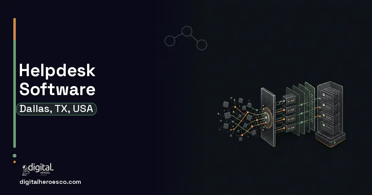 Helpdesk Software workflow illustration for Dallas, TX, USA.