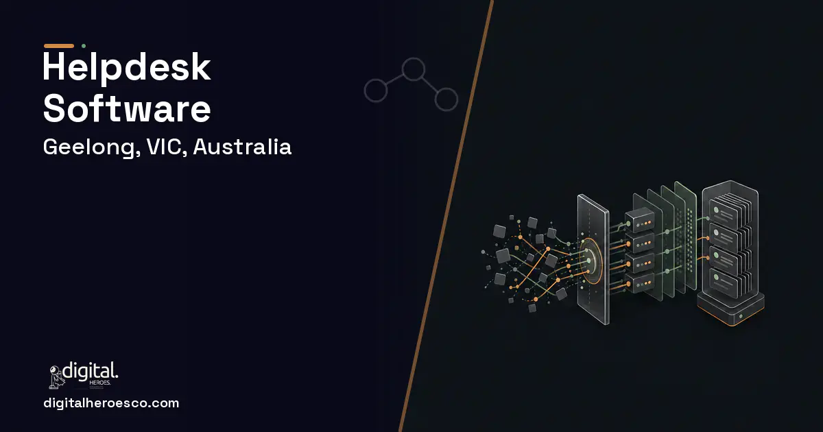Helpdesk Software workflow illustration for Geelong, VIC, Australia.