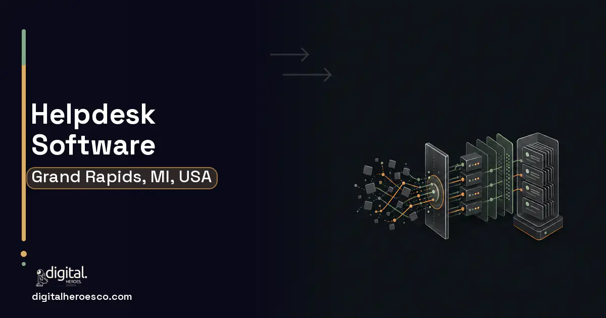 Helpdesk Software workflow illustration for Grand Rapids, MI, USA.