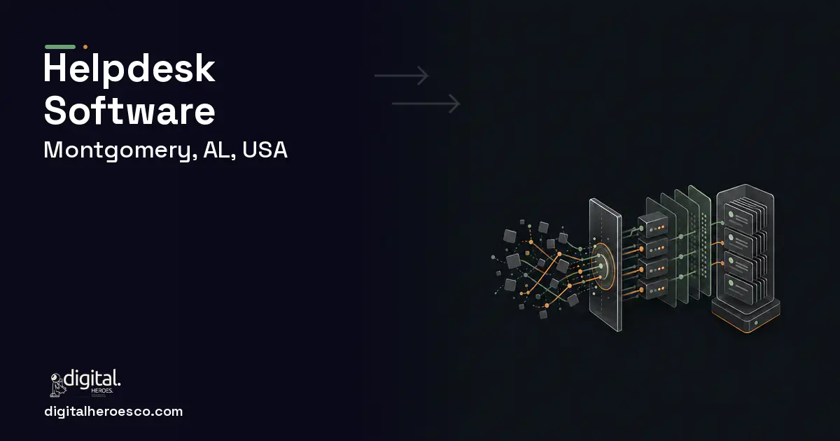 Helpdesk Software workflow illustration for Montgomery, AL, USA.