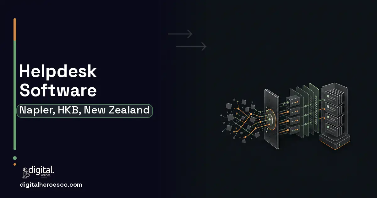 Helpdesk Software workflow illustration for Napier, HKB, New Zealand.