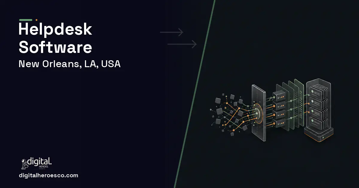 Helpdesk Software workflow illustration for New Orleans, LA, USA.