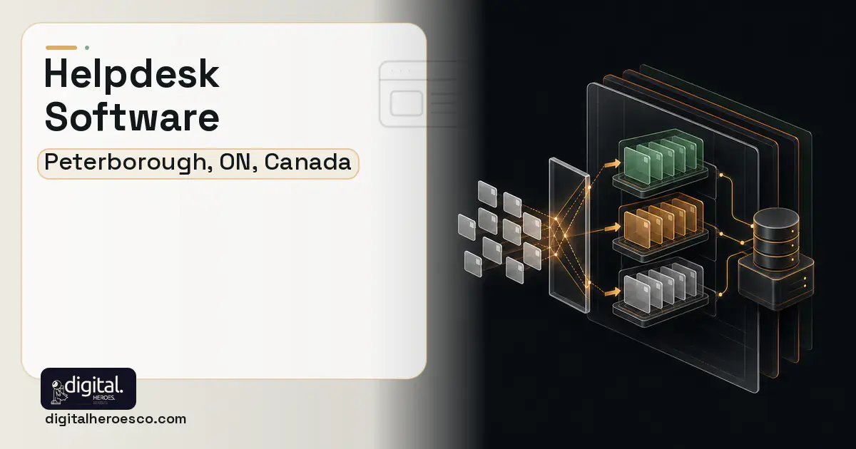Helpdesk Software product interface illustration for Peterborough, ON, Canada.