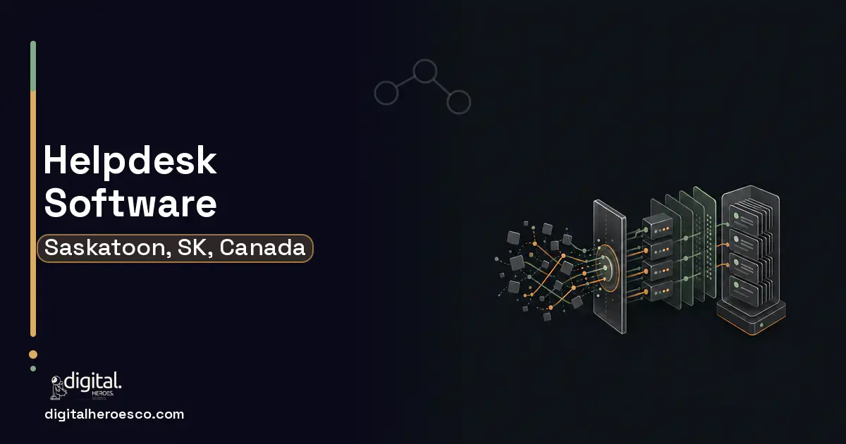 Helpdesk Software workflow illustration for Saskatoon, SK, Canada.