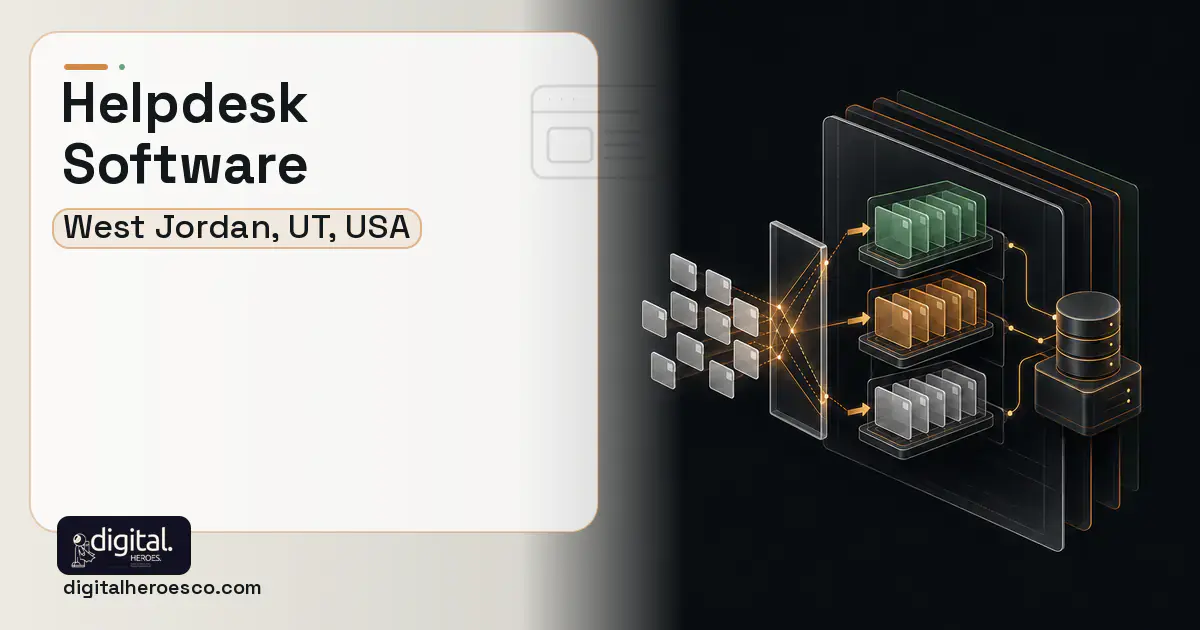 Helpdesk Software product interface illustration for West Jordan, UT, USA.