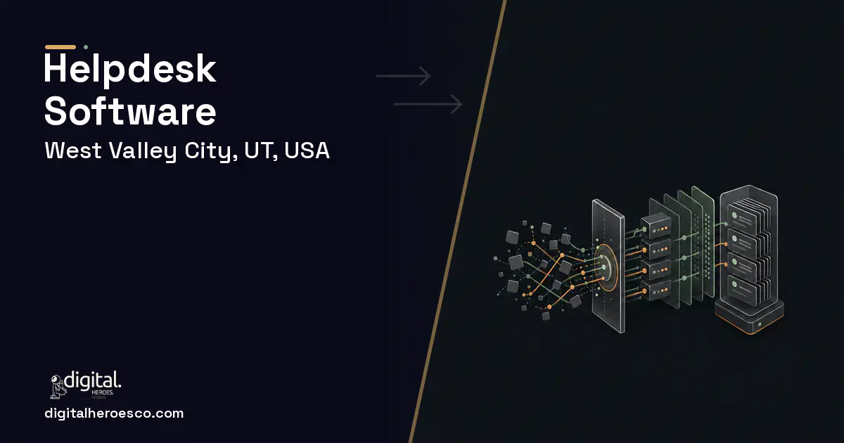 Helpdesk Software workflow illustration for West Valley City, UT, USA.