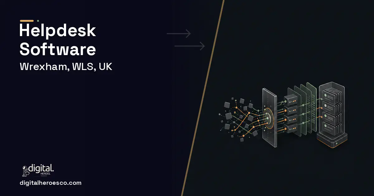 Helpdesk Software workflow illustration for Wrexham, WLS, UK.