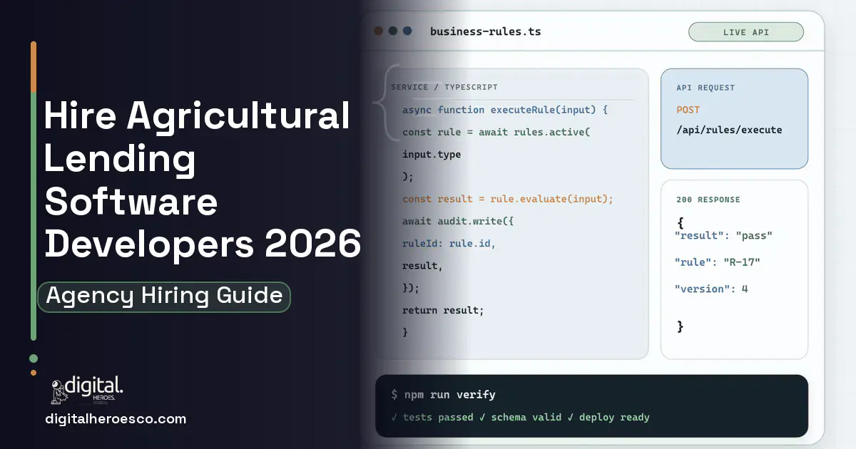 Custom Software Development code editor and API illustration for Agricultural Lending Software.