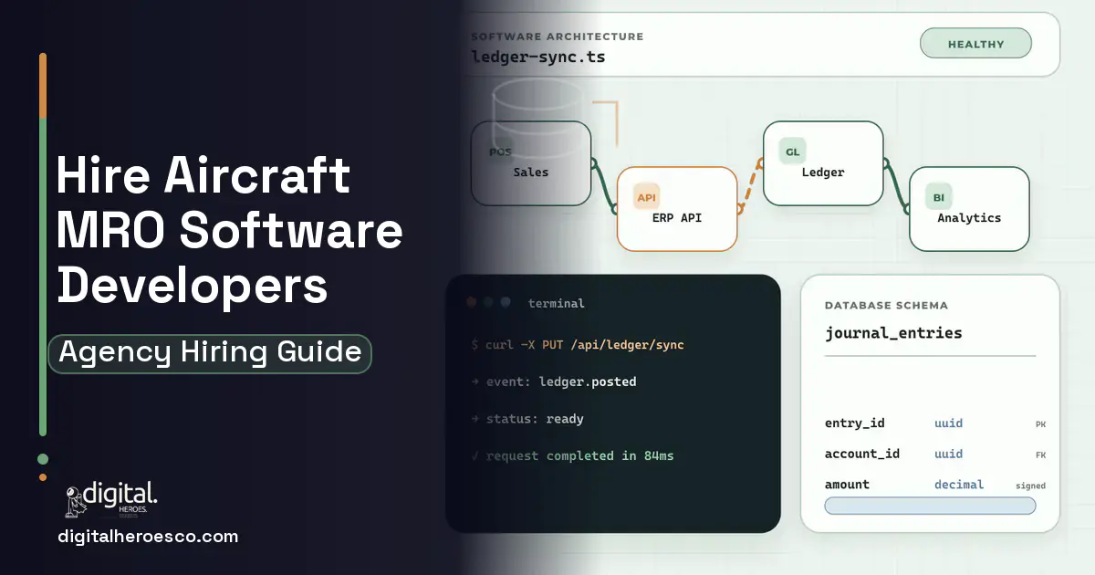 ERP Development architecture and database illustration for How to Hire an Aircraft MRO Software Development Company.