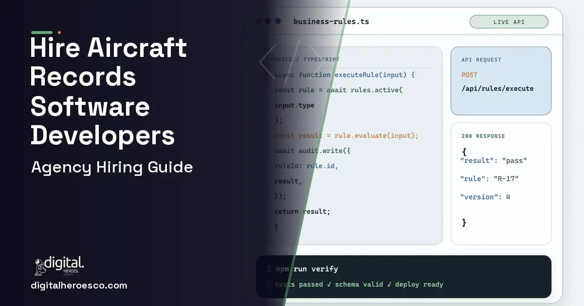 Custom Software Development code editor and API illustration for Aircraft Technical Records Software.