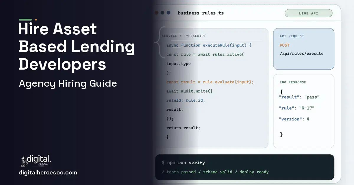 Custom Software Development code editor and API illustration for Asset Based Lending Software.