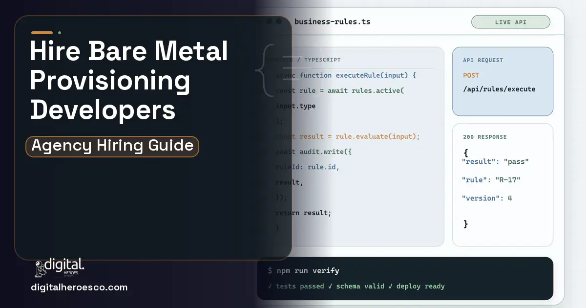 Custom Software Development code editor and API illustration for Bare Metal Hosting Provisioning Platform.