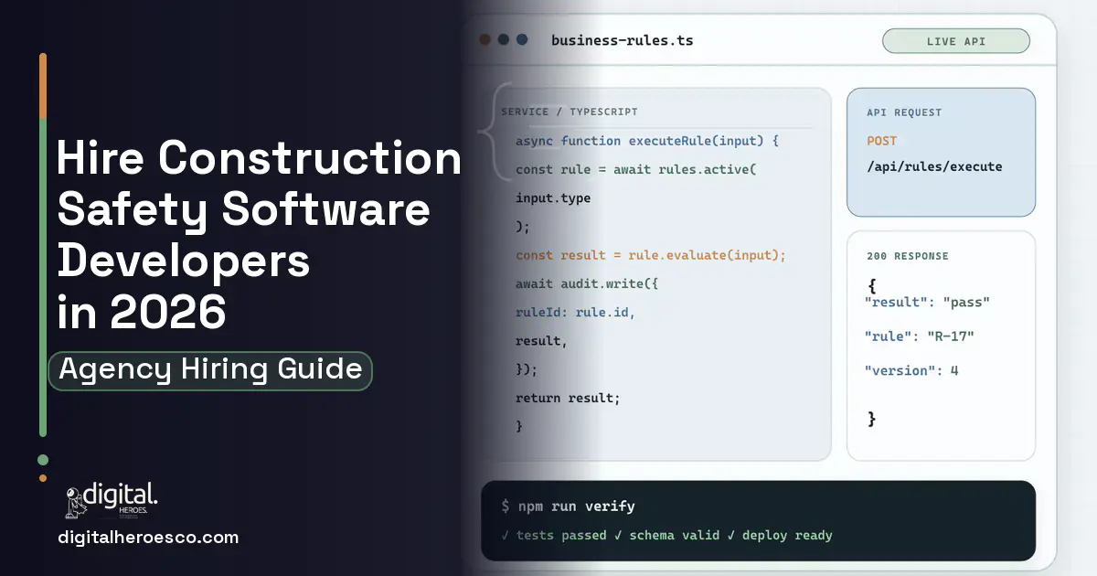 Custom Software Development code editor and API illustration for Construction Safety Compliance Software.