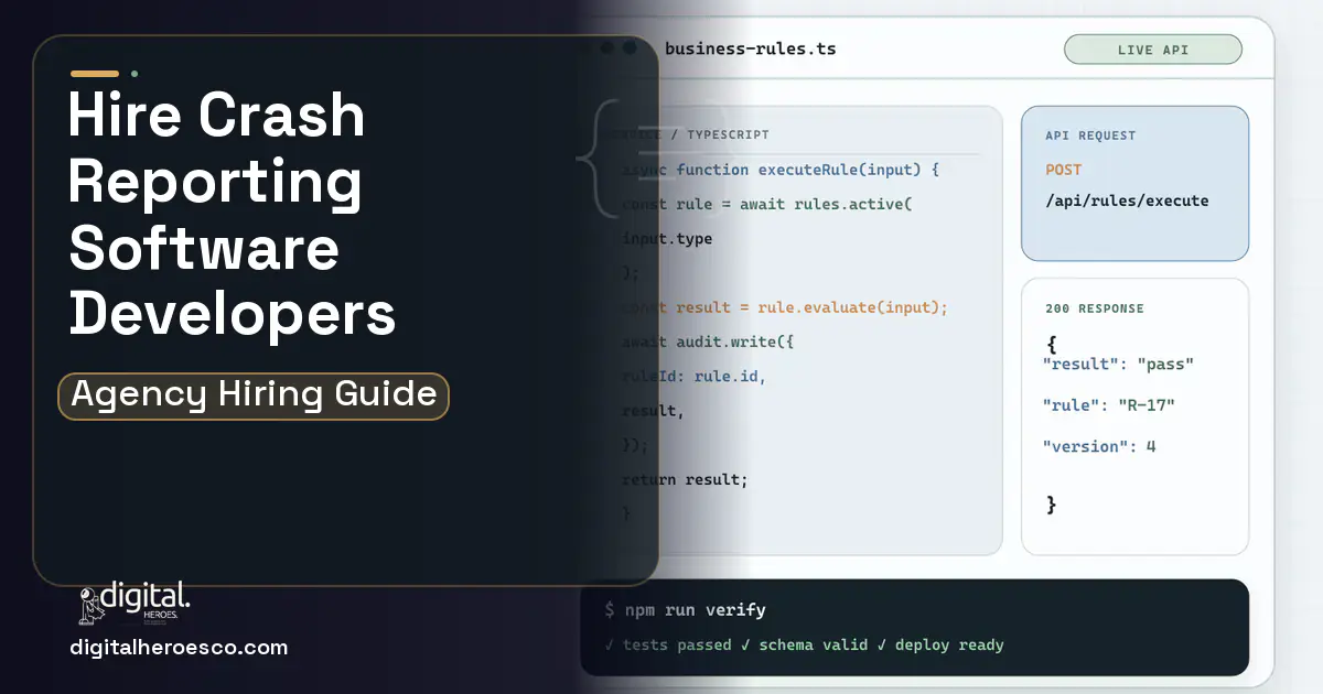 Custom Software Development code editor and API illustration for Traffic Crash Reporting Software.