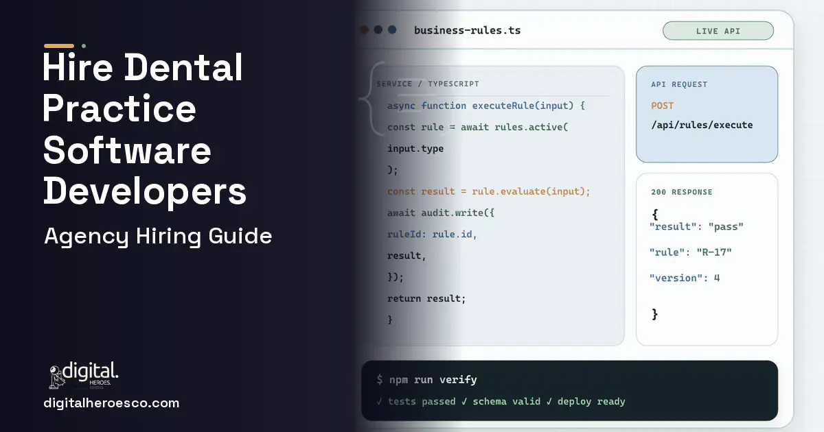 Custom Software Development code editor and API illustration for Dental Practice Management Software Development.