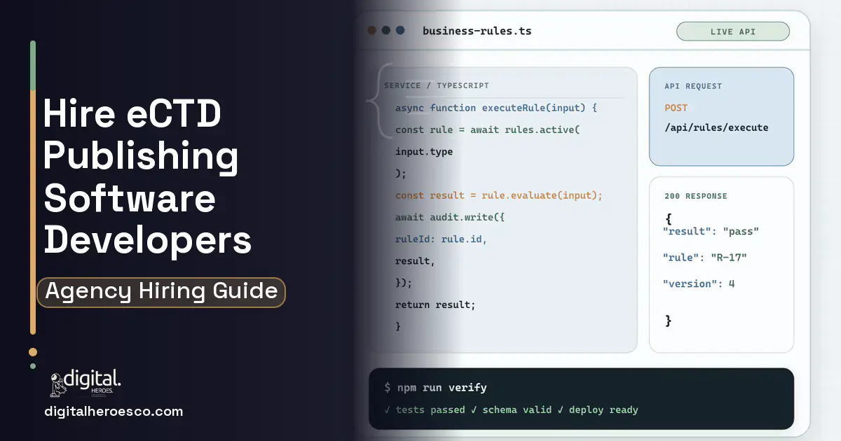 Custom Software Development code editor and API illustration for Ectd Submission Publishing Software.