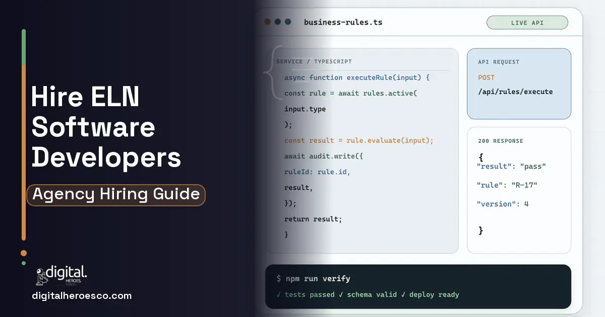 Custom Software Development code editor and API illustration for ELN Software Development.