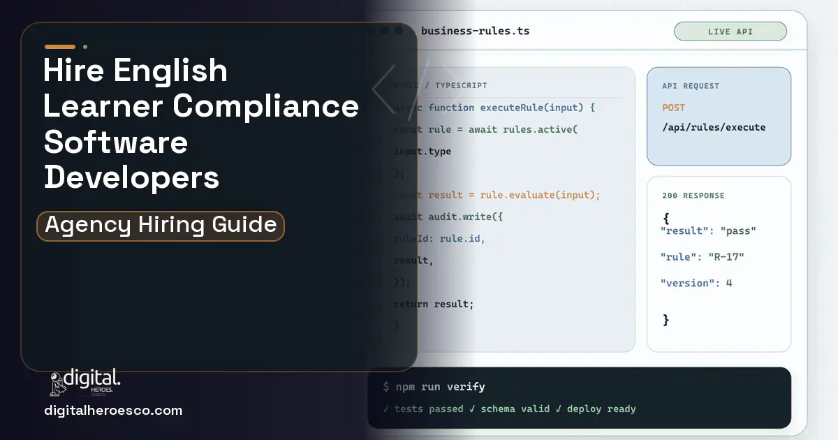 Custom Software Development code editor and API illustration for English Learner Program Compliance Software.