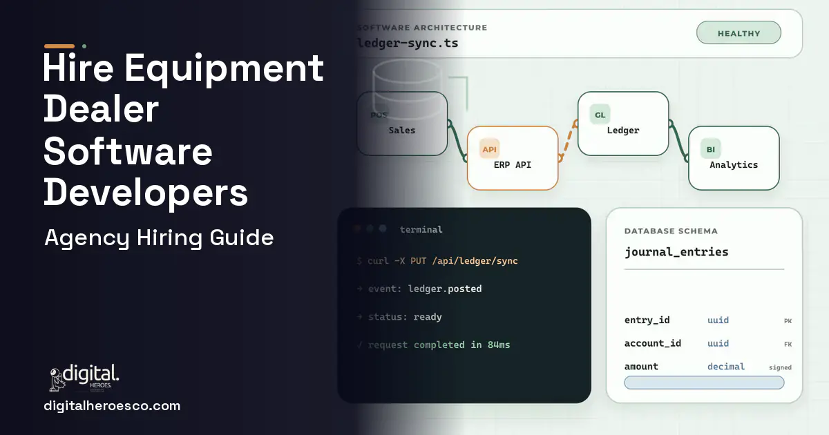 ERP Development architecture and database illustration for How to Hire an Equipment Dealer Management Software Company.