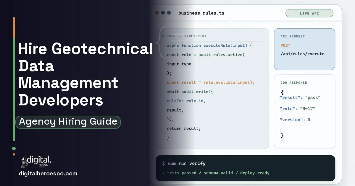 Custom Software Development code editor and API illustration for Geotechnical Data Management Software.