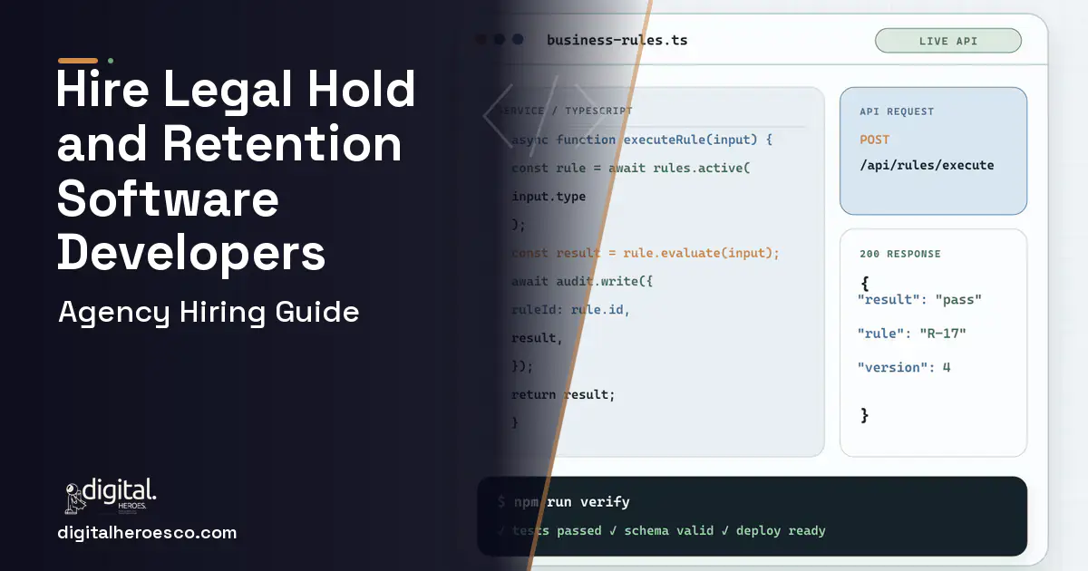 Custom Software Development code editor and API illustration for Records Retention AND Legal Hold Software.