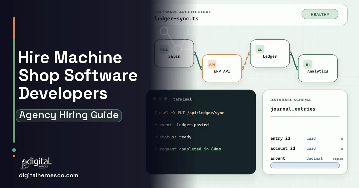 ERP Development architecture and database illustration for How to Hire a Machine Shop Software Development Company.