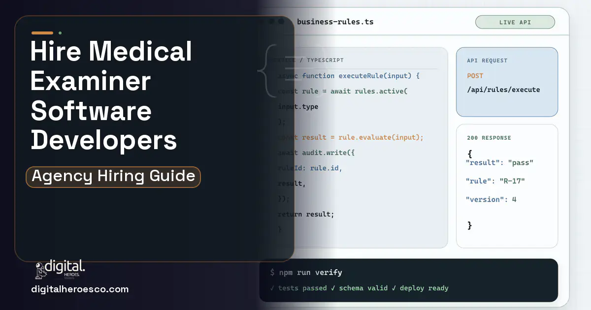 Custom Software Development code editor and API illustration for Medical Examiner Case Management Software.