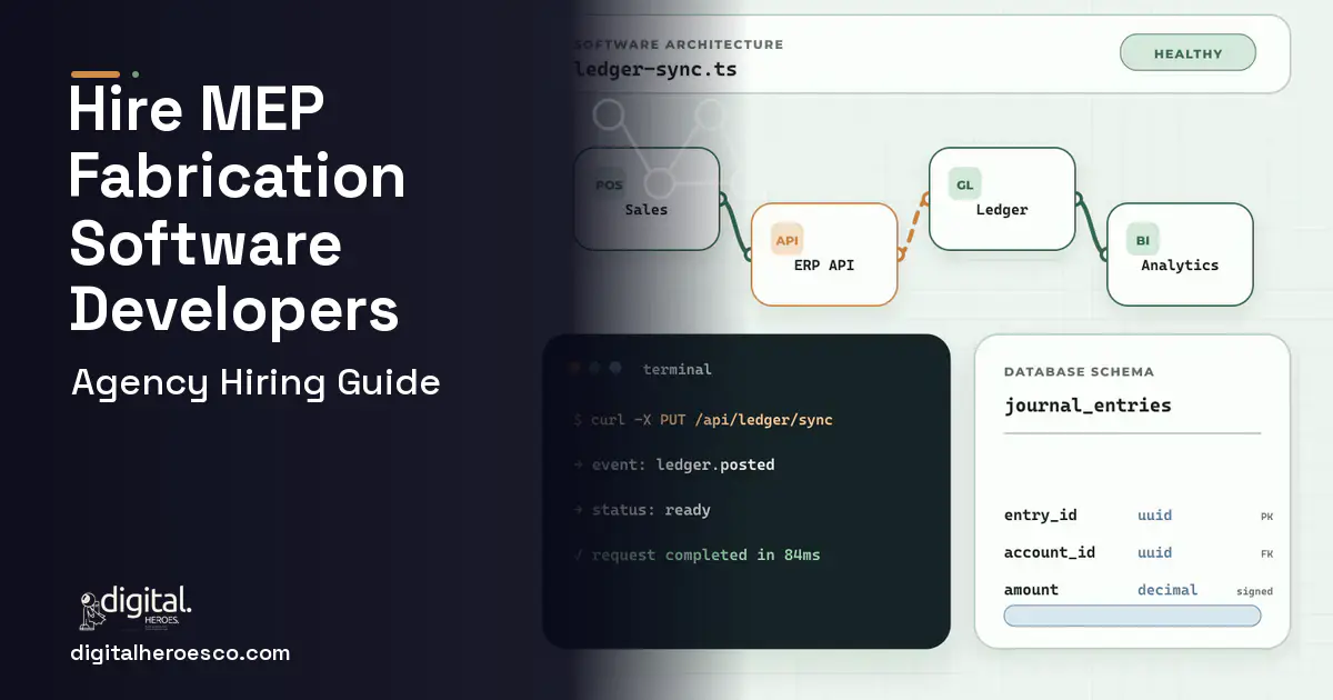 ERP Development architecture and database illustration for How to Hire an MEP Fabrication Software Development Company.