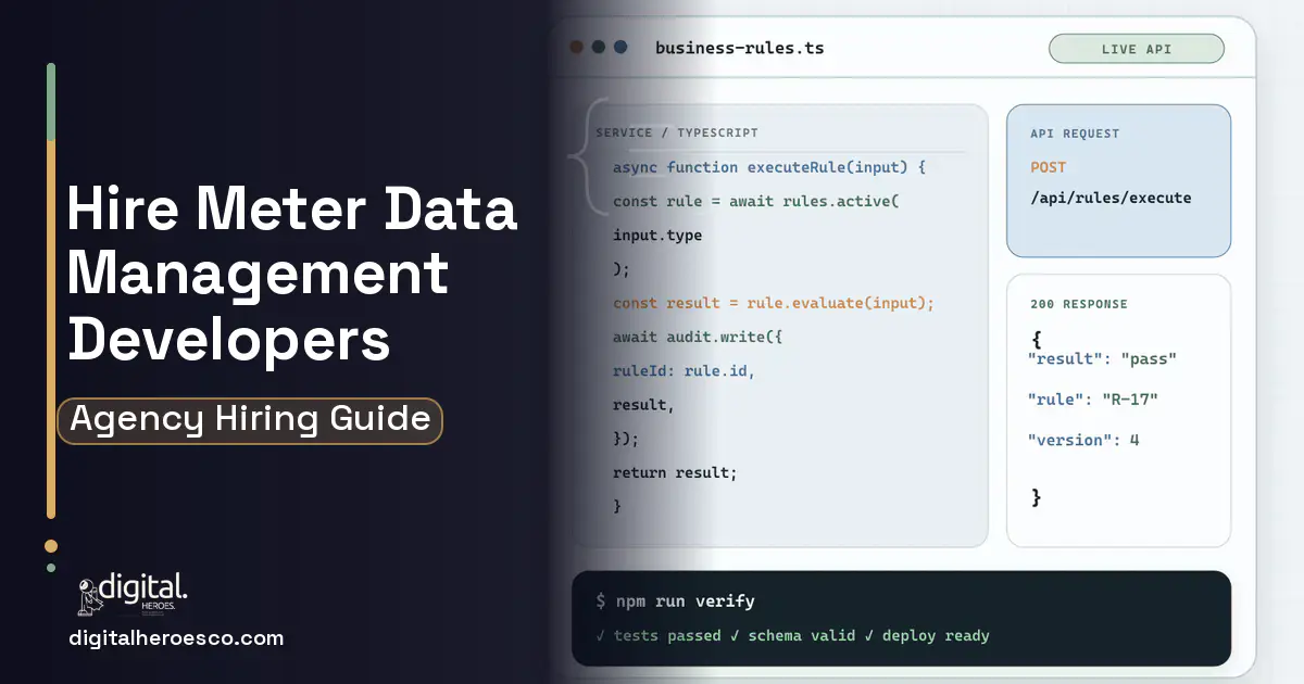 Custom Software Development code editor and API illustration for AMI Meter Data Management Software.