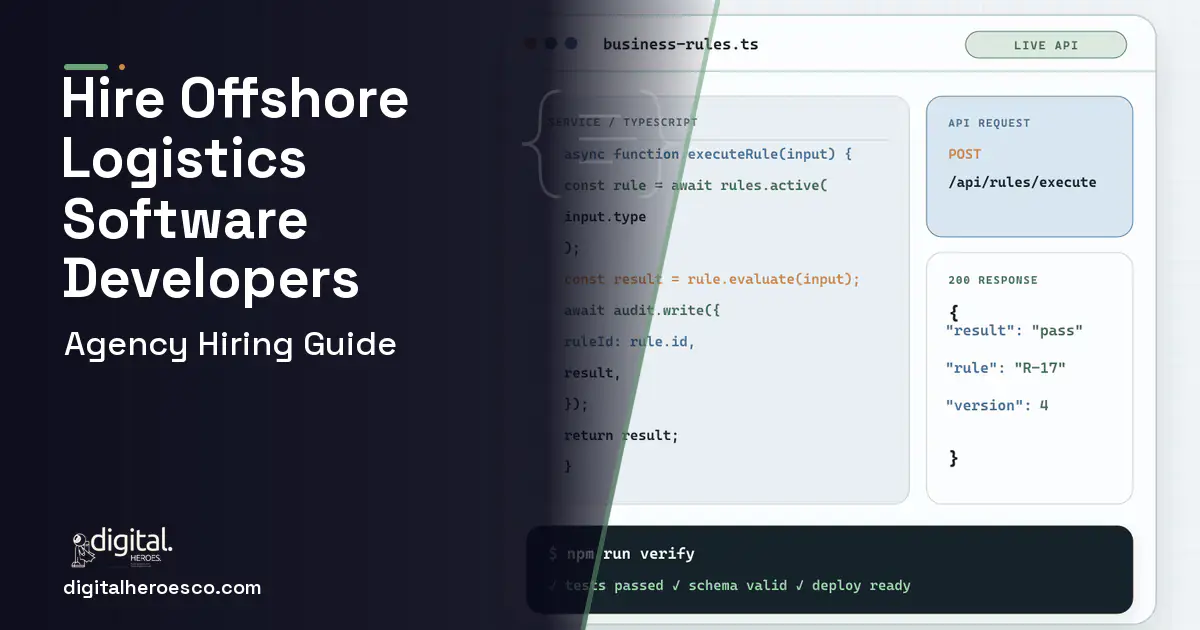 Custom Software Development code editor and API illustration for Offshore Marine Logistics Software.