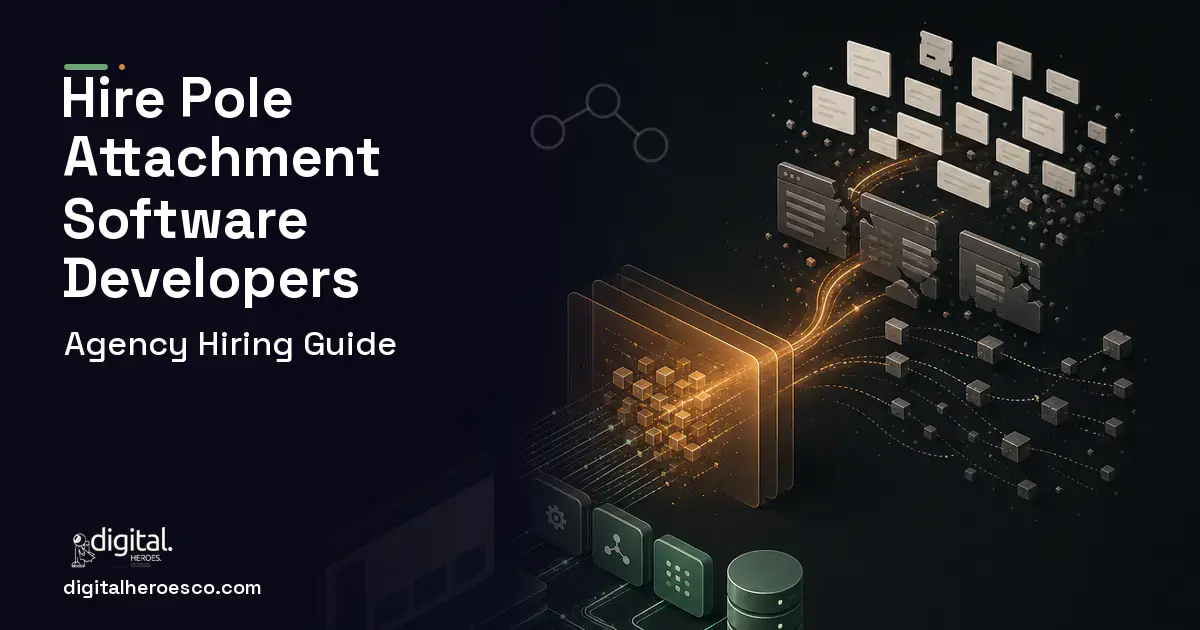 Custom Software Development workflow illustration for Pole Attachment Management Software.