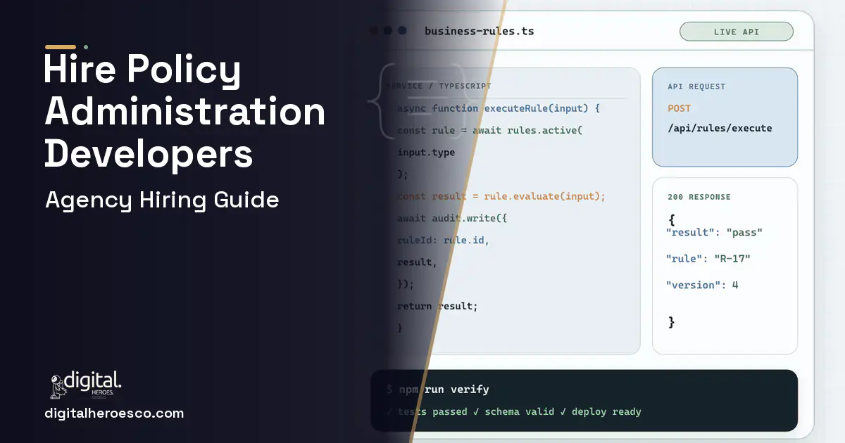 Custom Software Development code editor and API illustration for Policy Management Software.